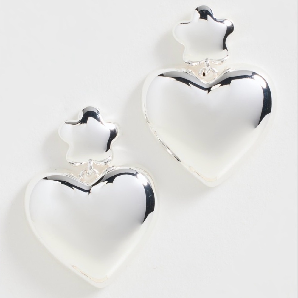MADEWELL Puffy Heart Earrings - Polished Silver